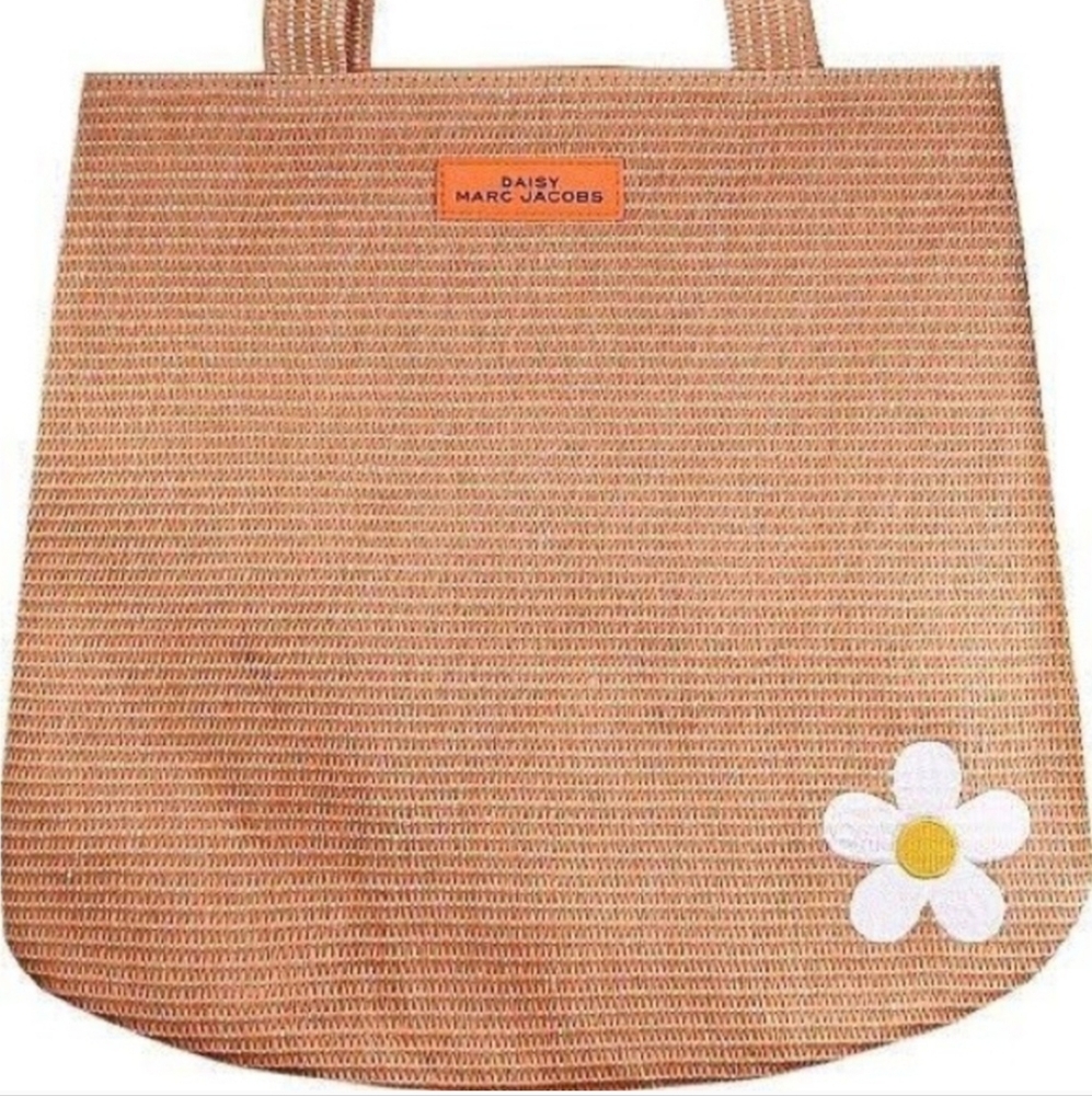 Marc Jacobs Tan Woven Tote with Daisy Accent NWOT
